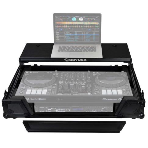 Odyssey FZGSDDJ1000W1BL Black Label Glide Style Series Pioneer DDJ-1000 DJ Controller Case with A Bottom 19" 1U Rack Space