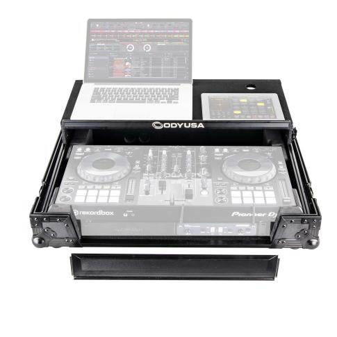 Odyssey FZGSPIDDJ8001BL Black Label Glide Style Series Pioneer DDJ-800 DJ Controller Case with Bottom 19" 1U Rack Space
