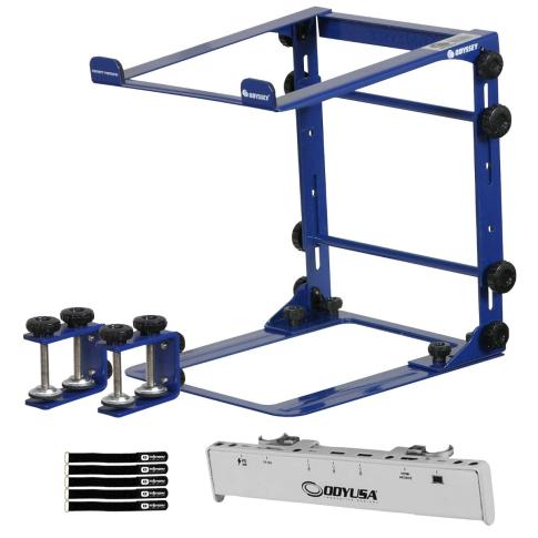 Odyssey LSTANDMNVY Navy Folding Laptop Stand with Pro Media Hub