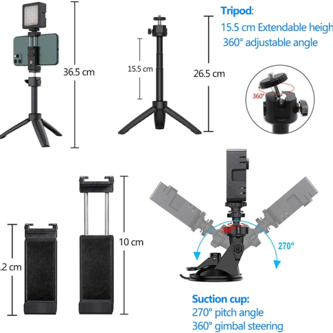 OmniGear OGVL011 VidLight Professional Personal Lighting Kit Stand Diagram