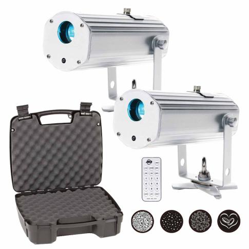 (2) American DJ Pinpoint Gobo Battery Powered LED GOBO Projectors & Cases Package