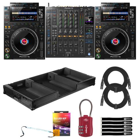 Pioneer DJ CDJ-3000 Player with DJM-A9 Mixer & Black Rolling Case
