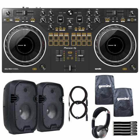 Pioneer DJ DDJ-REV1 2-Channel Controller with PartyBox Rave8 Speakers