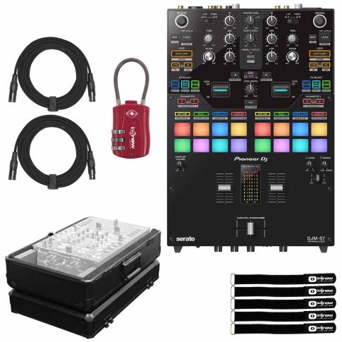 Pioneer DJ DJM-S7 Scratch Style 2 Channel Mixer with Black Mixer Case