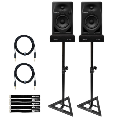 Pioneer DJ DM-40D-BT 4" Bluetooth Monitors with Studio Monitor Stands