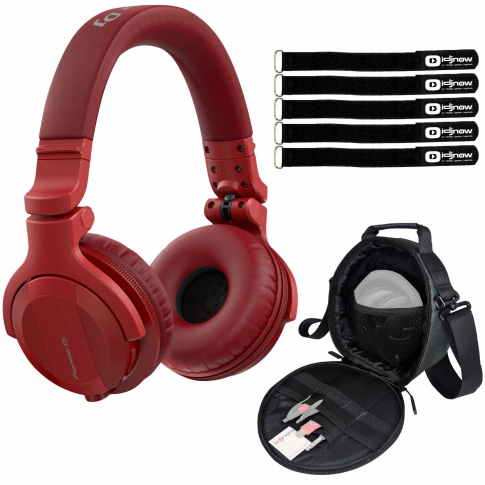 Pioneer DJ HDJ-CUE1BT Red Bluetooth Headphones with Gear Bag