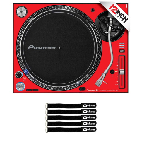 Pioneer PLX-1000 Direct Drive DJ Turntable with Red Overlay Kit