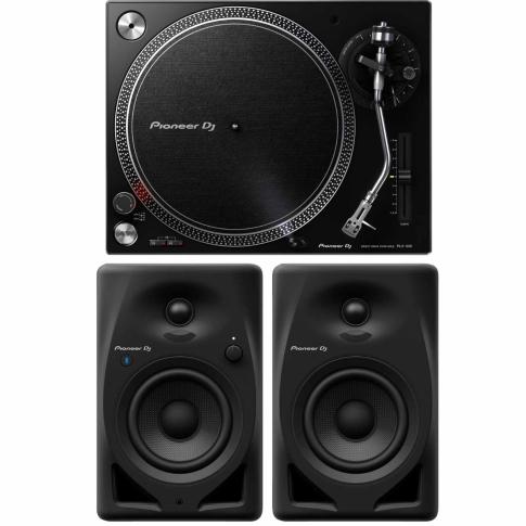 Pioneer PLX-500 Direct Drive Turntable & DM-40D-BT 4" Desktop Monitor System Black