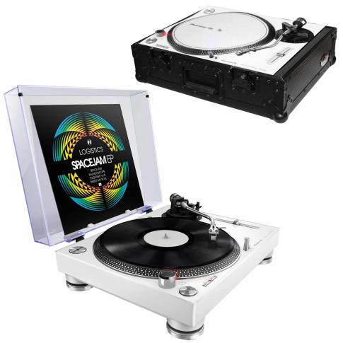 Pioneer PLX-500 High-Torque Direct Drive Turntable (white) with ProX Black Turntable Case