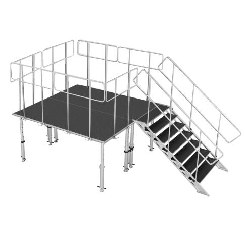 ProX 8' x 8' Portable Stage System with Steps, Guardrails, and Adjustable Height up to 48"