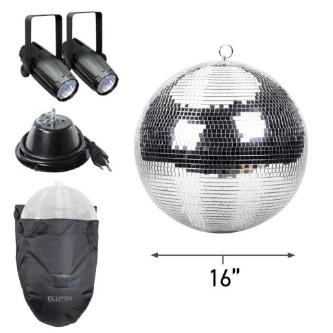 ProX MB-16 16" ABS Core Mirror Ball with Carrying Bag & LED Pin Spots