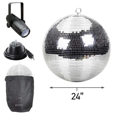 ProX MB-24 24" Polyfoam Mirror Ball with Carrying Bag & LED Pin Spot