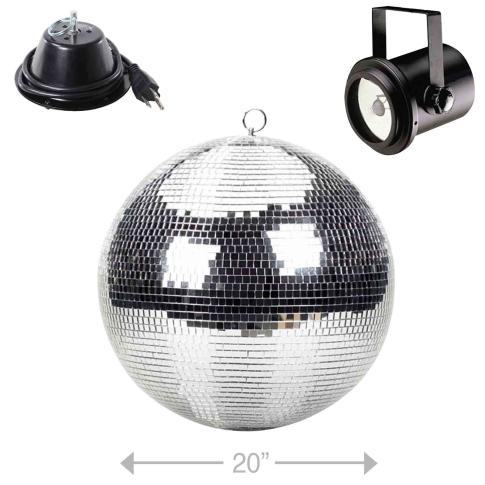 ProX MB20 20" Polyfoam Mirror Ball with Mounting Motor & Pinspot Light