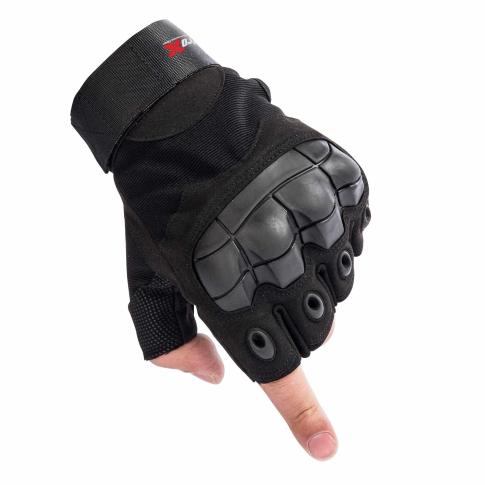 ProX X-Gripz Tactical Design Hard Knuckle Fingerless Gloves Pointing