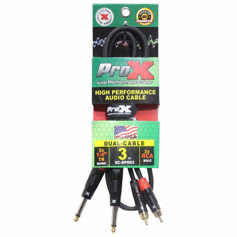 ProX XC-DPR03 3FT Unbalanced Dual 1/4" TS-M to Dual RCA-M Audio Cable