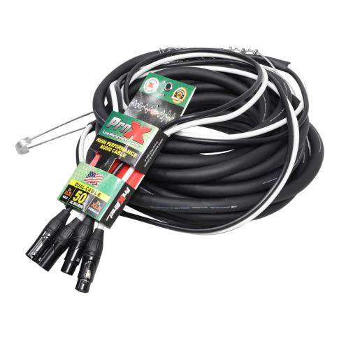 ProX XC-DXLR50 50FT Balanced Dual XLR-M to Dual XLR-F Audio Cable