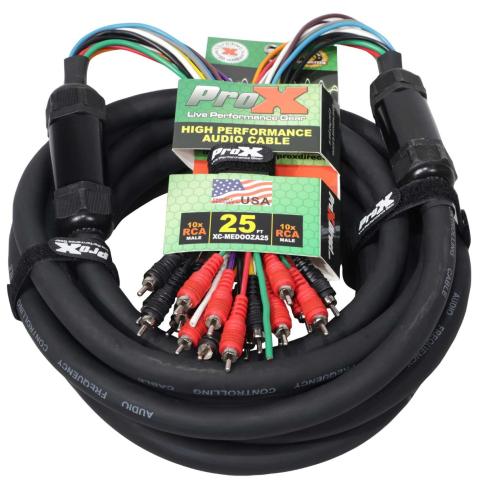 ProX XC-MEDOOZA25 25FT 10 RCA Channel + 3 Power Cable