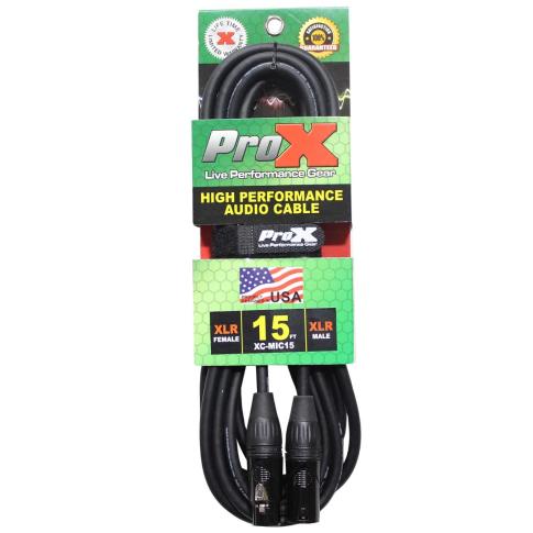ProX XC-MIC15 15 FT Balanced XLR3-F to XLR3-M Microphone Cable