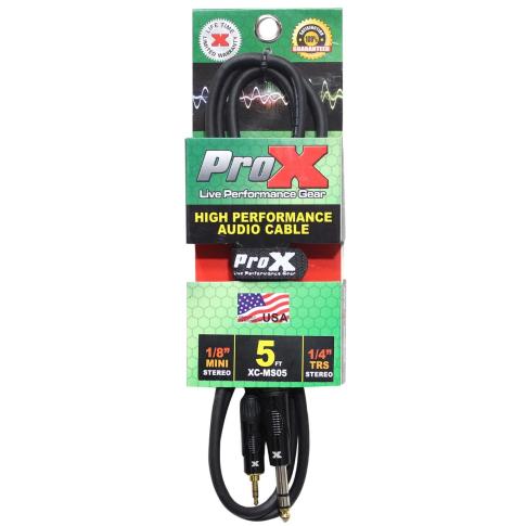 ProX XC-MS05 5FT Balanced TRS-M Mini 1/8" to TRS-M Audio Cable