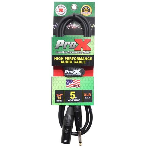 ProX XC-PXM05 5 FT Unbalanced 1/4" TS to XLR3-M Audio Cable