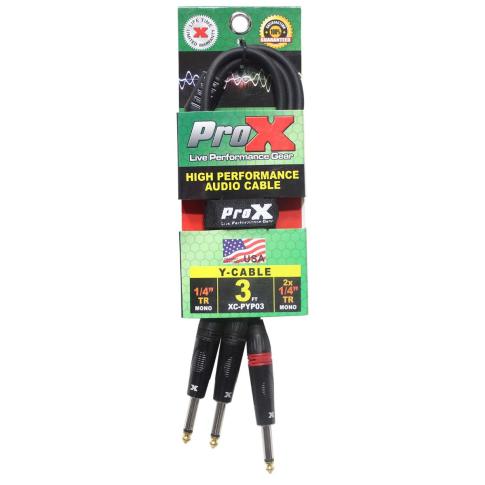 ProX XC-PYP03 3FT 1/4" TS-M to Dual 1/4" TS-M Performance Audio Cable