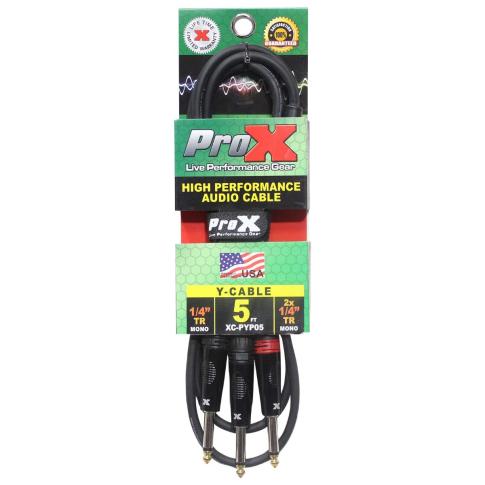 ProX XC-PYP05 5FT 1/4" TS-M to Dual 1/4" TS-M Performance Audio Cable