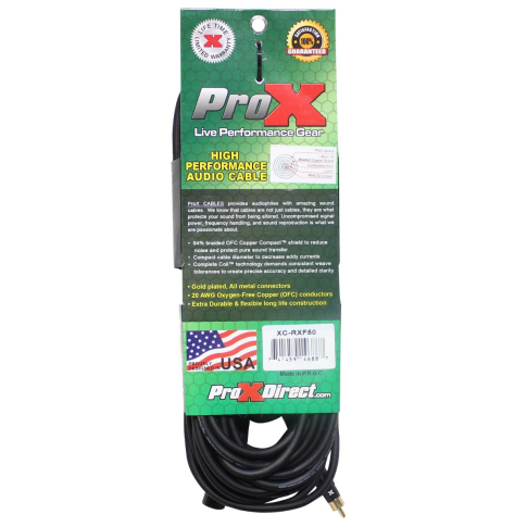 ProX XC-RXF50 50 FT Unbalanced RCA to XLR3-F Audio Cable Rear