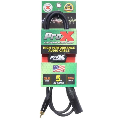 ProX XC-RXM05 5 FT Unbalanced RCA to XLR3-M Performance Audio Cable