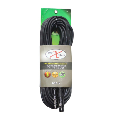 ProX XC-SXF50 50FT Balanced 1/4" TRS-M to XLR3-F Audio Cable