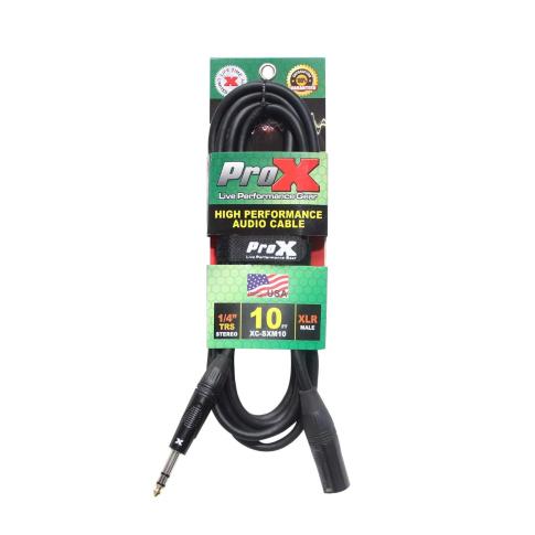 ProX XC-SXM10 10FT Balanced XLR3-M to 1/4 TRS-M Audio Cable