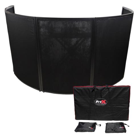 ProX XF-LUNA BLK 5 Panel Curved DJ Frontboard Facade w Black & White Scrim Main