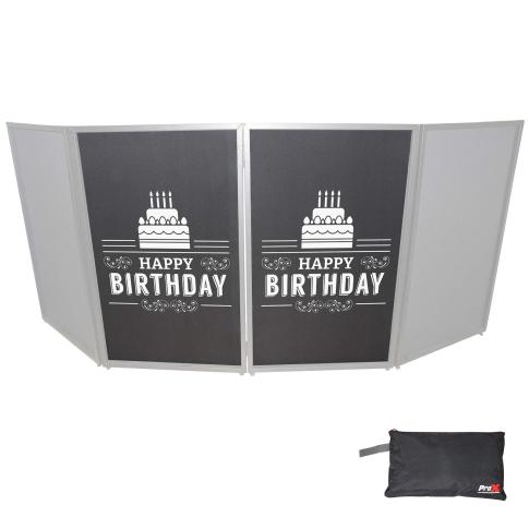 ProX XF-SHBD21 Happy Birthday White on Black Facade Scrims (Pair) Front