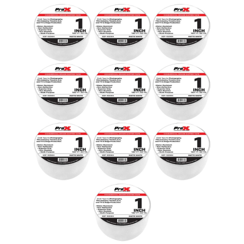 ProX XGF-160WH 180FT 1" Commercial Grade White Gaffer Tape 10 Pack