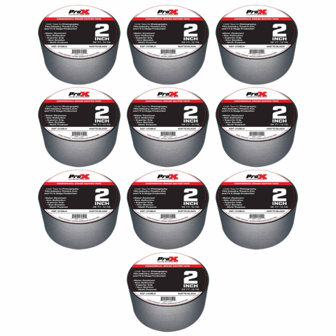 ProX XGF-212BLK 36FT 2" Commercial Grade Black Gaffer Tape 10 Pack