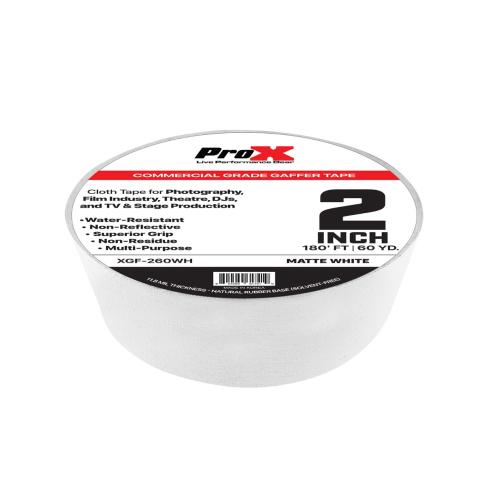 ProX XGF-260WH 180FT 2" Commercial Grade Matte White Gaffer Tape