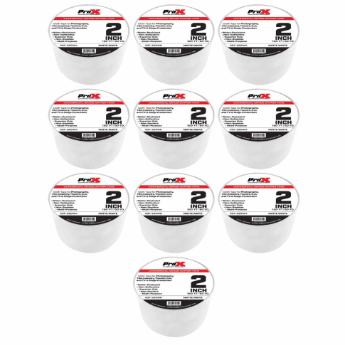 ProX XGF-260WH 180FT 2" Commercial Grade White Gaffer Tape 10 Pack