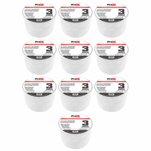 ProX XGF-360WH 3" 180FT Non-Residue Matte White Gaffer Tape 10 Pack