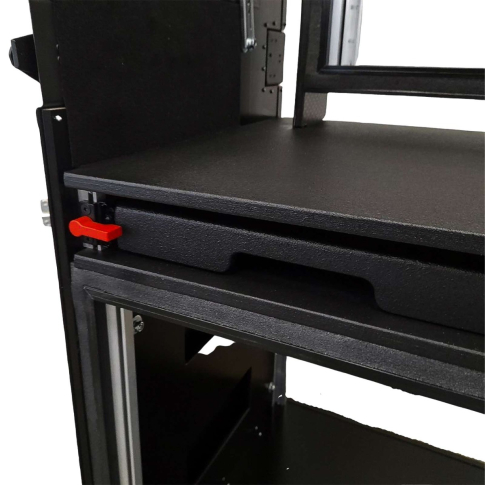 ProX XZF-AVPRO 2X12U 2x4U BLK Mobile AV Studio Workstation Case Close Up 6