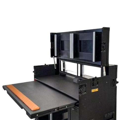 ProX XZF-AVPRO 2X12U 2x4U BLK Mobile AV Studio Workstation Case Close Up 2