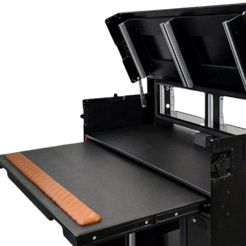 ProX XZF-AVPRO 2X12U 2x4U BLK Mobile AV Studio Workstation Case Close Up 3