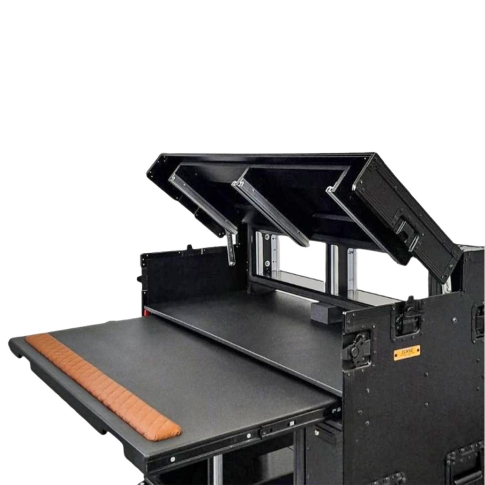 ProX XZF-AVPRO 2X12U 2x4U BLK Mobile AV Studio Workstation Case Close Up 1