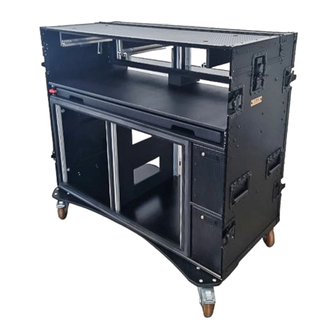 ProX XZF-AVPRO 2X12U 2x4U BLK Mobile AV Studio Workstation Case Open Angle 1