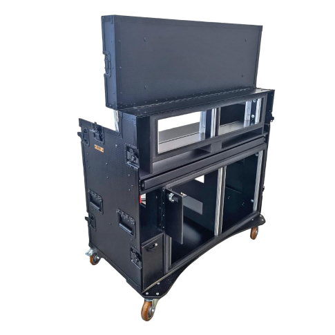 ProX XZF-AVPRO 2X12U 2x4U BLK Mobile AV Studio Workstation Case Open Angle 2