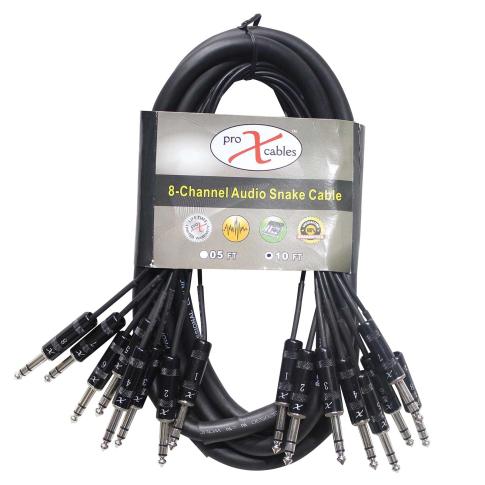 ProX 10FT 8-Channel 1/4" TRS to 1/4" TRS Balanced Snake Cable [XC-8TRS10]