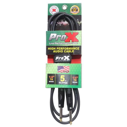 ProX 5FT 1/4" TS to 1/4" TS UnBalanced High Performance Audio Cable [XC-PP05]