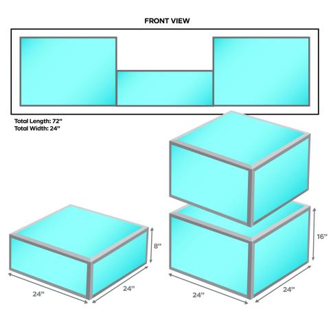 ProX Acrylic Platform Riser/Mini Stage 24" x 24" x 8" High Section with (2) 16" High Sections Package