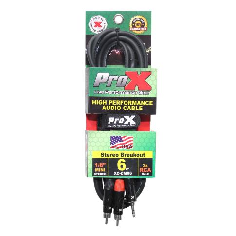 ProX XC-CMR6 6FT TRS to Dual RCA-M Cable