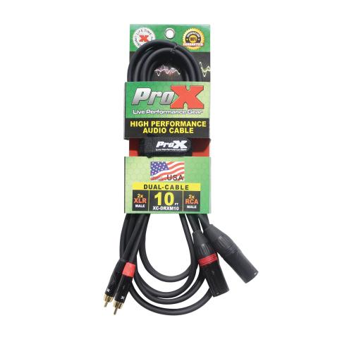ProX XC-DRXM10 10FT Dual RCA to Dual XLR-Male Cable