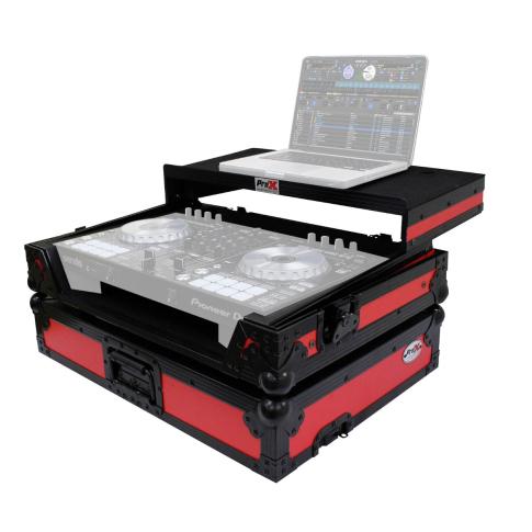 ProX XS-DDJSR2LTRB LED ATA Flight Case with Shelf and LED Left Angle