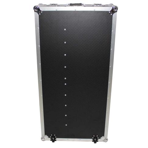 ProX XS-ZTABLE Folding Portable Z-Style DJ Redbull Table Flight Case with handles & wheels, Silver on Black